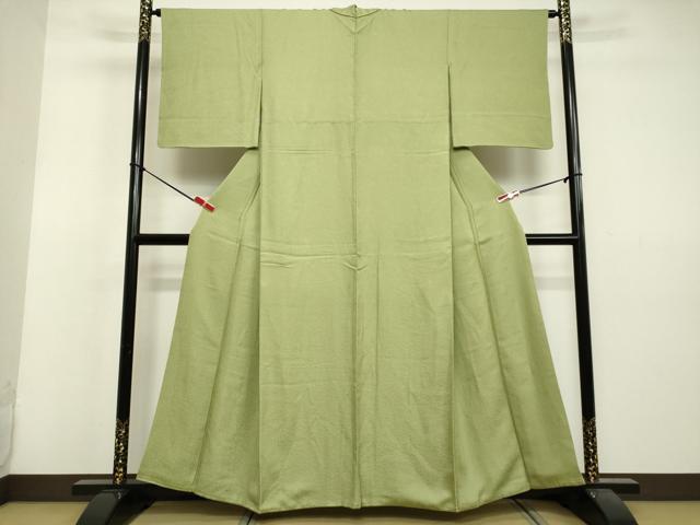 平和屋着物●上質な色無地　舞花地紋　若葉色　やまと誂製　正絹　逸品　DAAV1341tw
