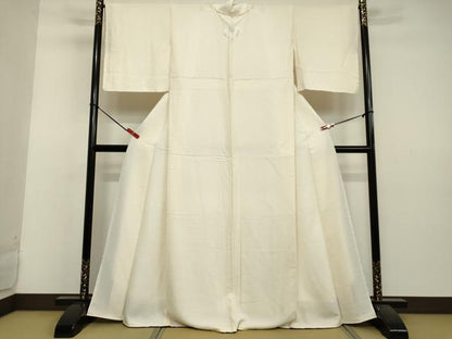 平和屋着物●上質な色無地　霞地紋　象牙色　正絹　逸品　DAAV1343tw