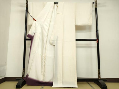 平和屋着物●上質な色無地　霞地紋　象牙色　正絹　逸品　DAAV1343tw