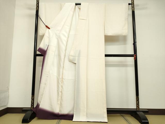 平和屋着物●上質な色無地　霞地紋　象牙色　正絹　逸品　DAAV1343tw