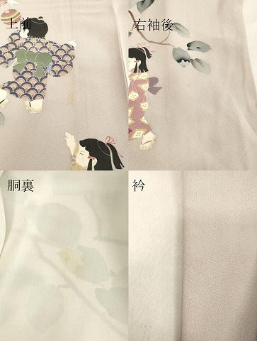 平和屋着物●十日町友禅作家　関口遼一　訪問着　童子枝花文　正絹　逸品　DAAV1350tw