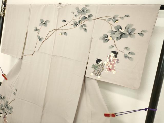 平和屋着物●十日町友禅作家　関口遼一　訪問着　童子枝花文　正絹　逸品　DAAV1350tw