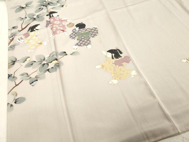 平和屋着物●十日町友禅作家　関口遼一　訪問着　童子枝花文　正絹　逸品　DAAV1350tw