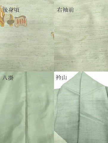 平和屋着物●訪問着　紬地　総刺繍　玩具文様　金糸　正絹　逸品　DAAV1359tw