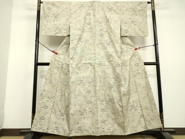 平和屋着物●都喜ヱ門 本場大島紬 白大島 7マルキ 総絣 風景文 正絹 逸品 DAAV1367tw