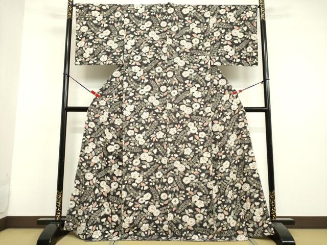平和屋着物●上質な小紋　紬地　辻が花　正絹　逸品　未使用　DAAV1384tw