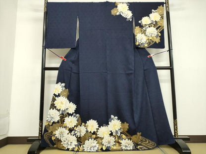 平和屋着物●訪問着　総絞り　流水草花文　金銀彩　やまと誂製　正絹　逸品　DAAV1385tw
