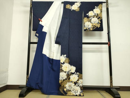 平和屋着物●訪問着　総絞り　流水草花文　金銀彩　やまと誂製　正絹　逸品　DAAV1385tw