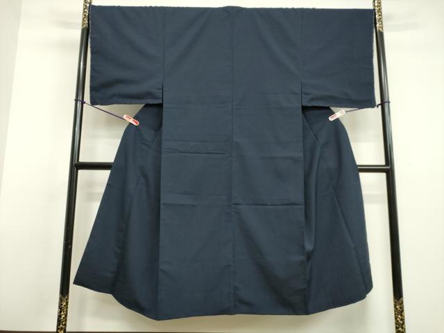 平和屋着物●男性 紬 アンサンブル 留紺色 正絹 逸品 DAAV1389tw