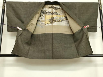 平和屋着物●男性 紬 アンサンブル 100亀甲 総詰め 正絹 逸品 DAAV1396tw