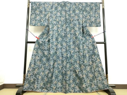 平和屋着物●上質な紬　草花文　正絹　逸品　DAAV1400tw