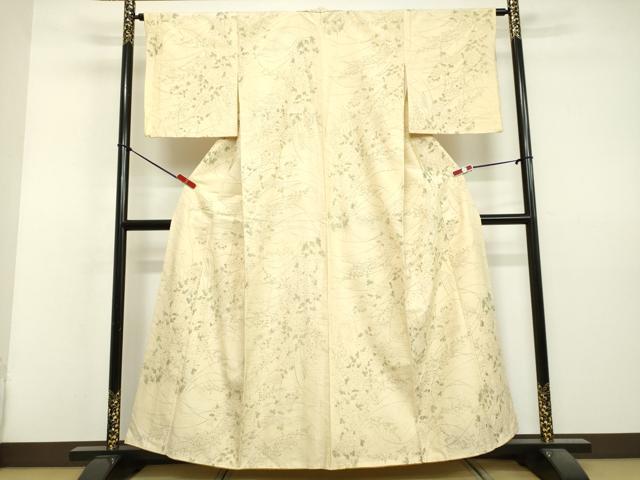 平和屋着物●上質な小紋 紬地 手描き 草花文 正絹 逸品 DAAV1422tw