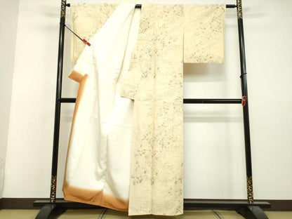 平和屋着物●上質な小紋 紬地 手描き 草花文 正絹 逸品 DAAV1422tw