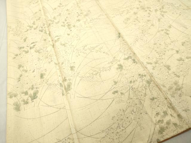 平和屋着物●上質な小紋 紬地 手描き 草花文 正絹 逸品 DAAV1422tw