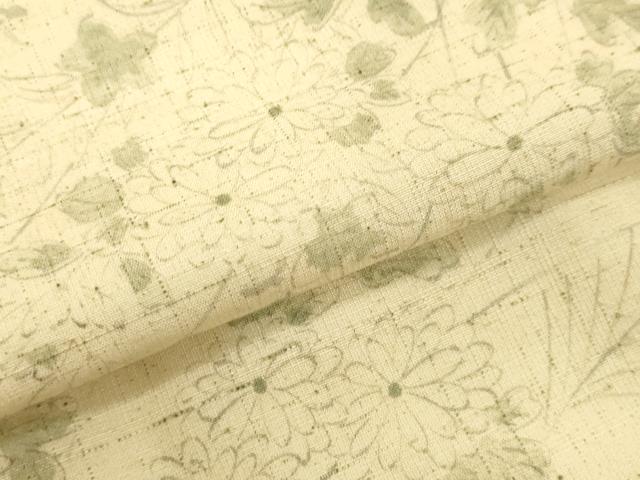 平和屋着物●上質な小紋 紬地 手描き 草花文 正絹 逸品 DAAV1422tw