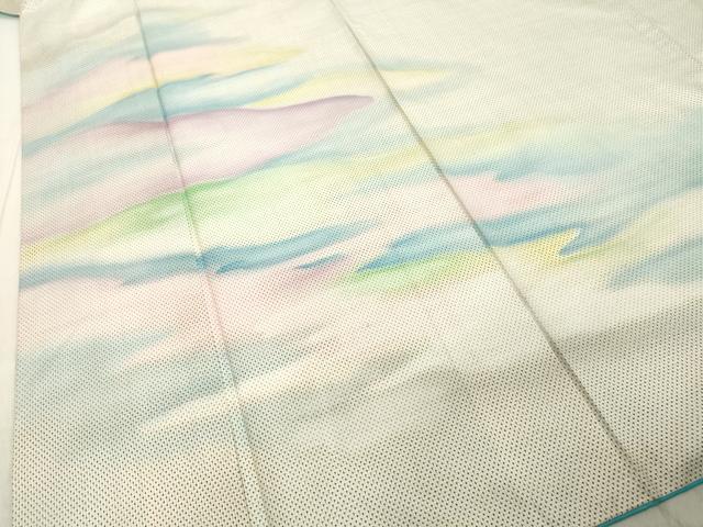 平和屋着物●本場大島紬　白大島　訪問着　作家物　霞文　正絹　逸品　DAAV1423tw