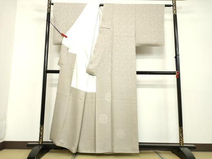 平和屋着物●無地絵羽訪問着 草花丸地紋 枯野色 さが美扱い 正絹 逸品 DAAV1453tw
