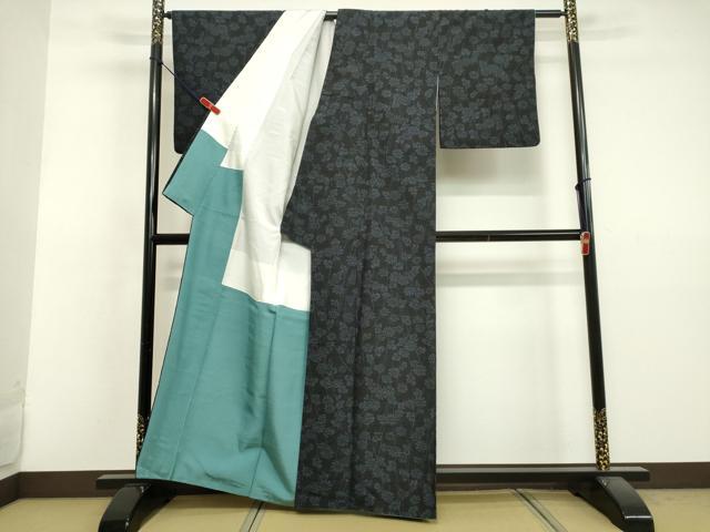 平和屋着物●結城紬 草花文 正絹 逸品 DAAV1473tw
