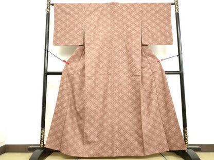 平和屋着物●上質な紬　刺子　七宝花文　正絹　逸品　DAAV1485tw