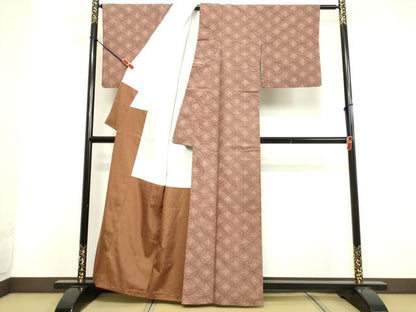 平和屋着物●上質な紬　刺子　七宝花文　正絹　逸品　DAAV1485tw