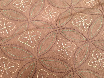 平和屋着物●上質な紬　刺子　七宝花文　正絹　逸品　DAAV1485tw