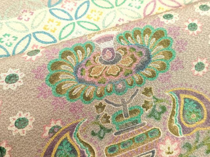 平和屋着物●前田仁仙　仁仙更紗　訪問着　洋花文　正絹　逸品　DAAV1493tw