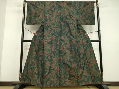 平和屋着物●本場大島紬 楓文 正絹 逸品 DAAV1495tw