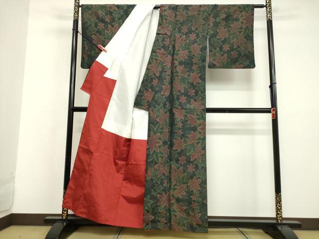 平和屋着物●本場大島紬 楓文 正絹 逸品 DAAV1495tw