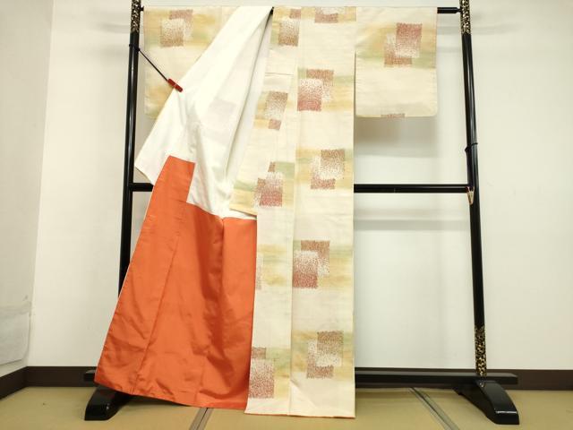 平和屋着物●上質な紬　色紙重ね文　正絹　逸品　DAAV1501tw