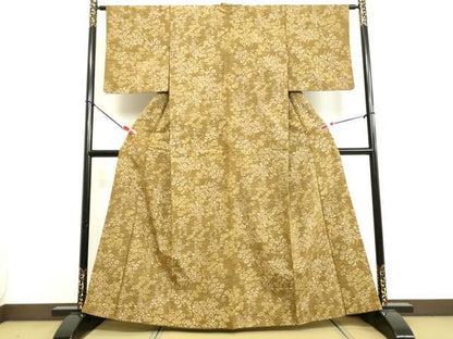 平和屋着物●上質な紬 草花文 正絹 逸品 DAAV1502tw