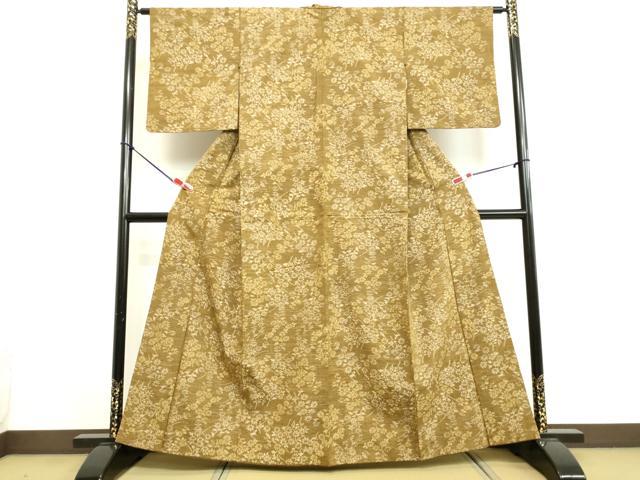 平和屋着物●上質な紬 草花文 正絹 逸品 DAAV1502tw