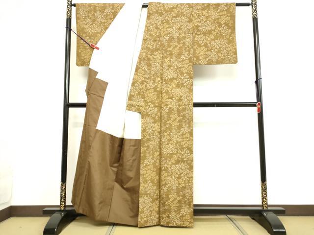 平和屋着物●上質な紬 草花文 正絹 逸品 DAAV1502tw