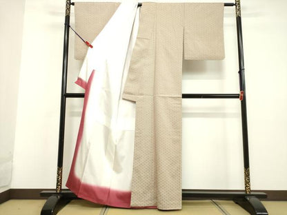 平和屋着物●上質なお召　麻の葉文様　正絹　逸品　DAAV1504tw