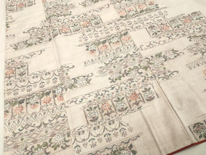 平和屋着物●上質な紬 花唐草文 正絹 逸品 未使用 DAAV1506tw