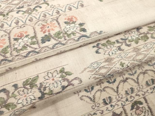 平和屋着物●上質な紬 花唐草文 正絹 逸品 未使用 DAAV1506tw