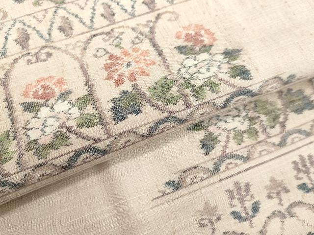 平和屋着物●上質な紬 花唐草文 正絹 逸品 未使用 DAAV1506tw