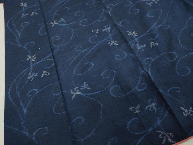 平和屋着物●上質な紬　花唐草文　背抜き仕立て　正絹　逸品　DAAV1507tw