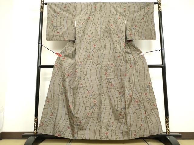 平和屋着物●本場大島紬 花唐草文 正絹 逸品 DAAV1512tw