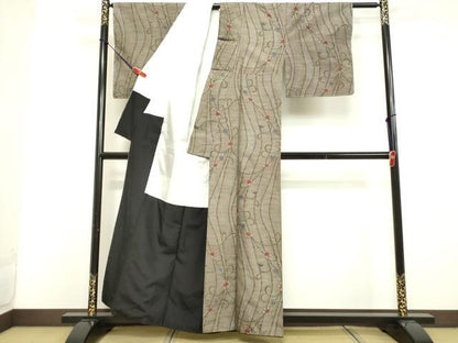 平和屋着物●本場大島紬 花唐草文 正絹 逸品 DAAV1512tw