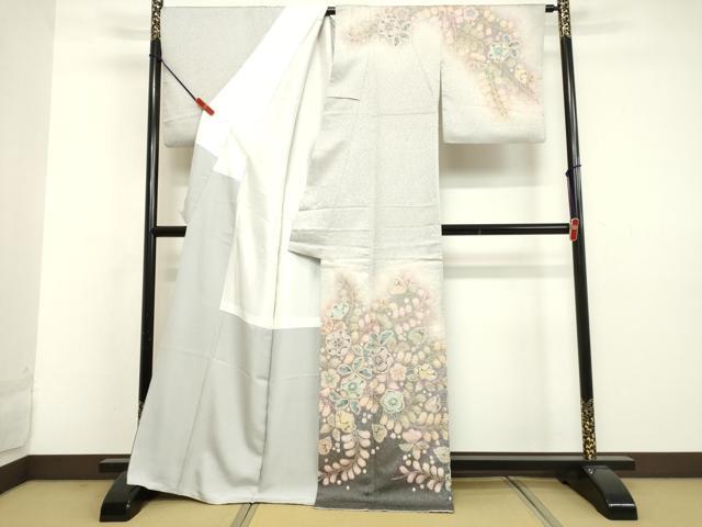 平和屋着物●越後十日町の一流染匠　桐屋・翠山工房　訪問着　絞り　辻が花　暈し染め　金通し地　正絹　逸品　DAAV1518tw