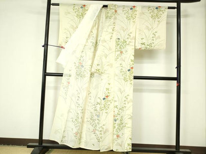 平和屋着物＊夏物　小紋　絽　草花　金彩　正絹　逸品　DAAV1586op
