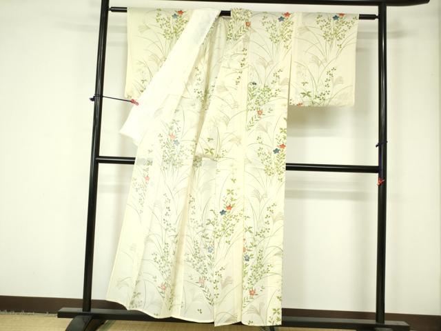 平和屋着物＊夏物　小紋　絽　草花　金彩　正絹　逸品　DAAV1586op
