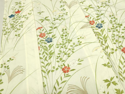 平和屋着物＊夏物　小紋　絽　草花　金彩　正絹　逸品　DAAV1586op