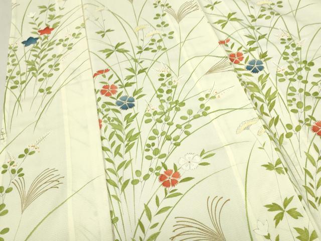 平和屋着物＊夏物　小紋　絽　草花　金彩　正絹　逸品　DAAV1586op