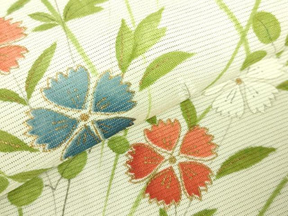 平和屋着物＊夏物　小紋　絽　草花　金彩　正絹　逸品　DAAV1586op