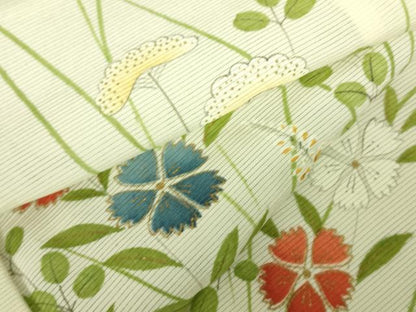 平和屋着物＊夏物　小紋　絽　草花　金彩　正絹　逸品　DAAV1586op