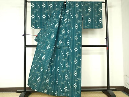 平和屋着物▽綿琉球 単衣 琉球絣 綿 逸品 DAAV1664op