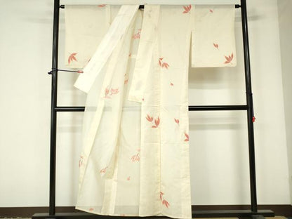 平和屋着物＊夏物 小紋 紗 舞葉文 正絹 逸品 DAAV1772op