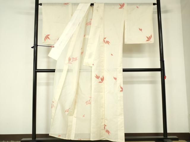 平和屋着物＊夏物 小紋 紗 舞葉文 正絹 逸品 DAAV1772op