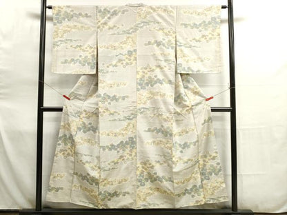 平和屋着物■上質な紬　草花文　正絹　逸品　DAAV2091xg